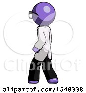 Poster, Art Print Of Purple Doctor Scientist Man Walking Away Direction Left View