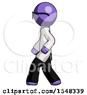 Poster, Art Print Of Purple Doctor Scientist Man Walking Left Side View