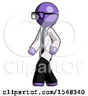 Poster, Art Print Of Purple Doctor Scientist Man Man Walking Turned Left Front View