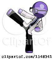 Poster, Art Print Of Purple Doctor Scientist Man Ninja Kick Left