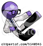 Poster, Art Print Of Purple Doctor Scientist Man Flying Ninja Kick Right