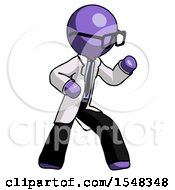 Purple Doctor Scientist Man Martial Arts Defense Pose Right