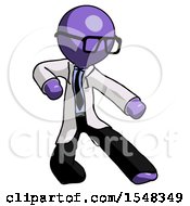 Purple Doctor Scientist Man Karate Defense Pose Right