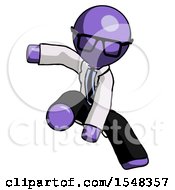 Purple Doctor Scientist Man Action Hero Jump Pose