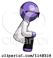 Poster, Art Print Of Purple Doctor Scientist Man Squatting Facing Right