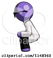 Poster, Art Print Of Purple Doctor Scientist Man Squatting Facing Left