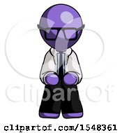 Poster, Art Print Of Purple Doctor Scientist Man Squatting Facing Front
