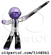 Purple Doctor Scientist Man Demonstrating That Indeed The Pen Is Mightier