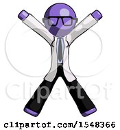 Purple Doctor Scientist Man Jumping Or Flailing