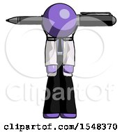 Purple Doctor Scientist Man Head Impaled With Pen