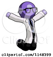 Poster, Art Print Of Purple Doctor Scientist Man Jumping Or Kneeling With Gladness