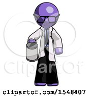 Purple Doctor Scientist Man Begger Holding Can Begging Or Asking For Charity