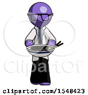 Poster, Art Print Of Purple Doctor Scientist Man Serving Or Presenting Noodles