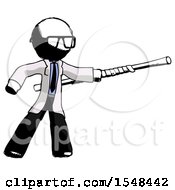 Ink Doctor Scientist Man Bo Staff Pointing Right Kung Fu Pose
