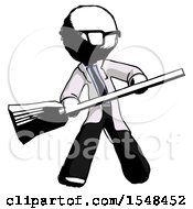 Ink Doctor Scientist Man Broom Fighter Defense Pose