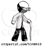 Ink Doctor Scientist Man Walking With Hiking Stick