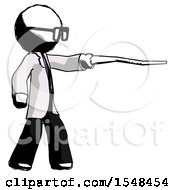 Poster, Art Print Of Ink Doctor Scientist Man Pointing With Hiking Stick