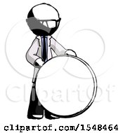 Ink Doctor Scientist Man Standing Beside Large Compass