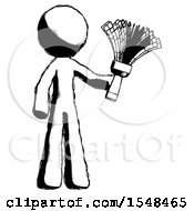 Poster, Art Print Of Ink Design Mascot Man Holding Feather Duster Facing Forward