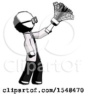 Poster, Art Print Of Ink Doctor Scientist Man Dusting With Feather Duster Upwards