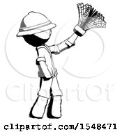 Poster, Art Print Of Ink Explorer Ranger Man Dusting With Feather Duster Upwards