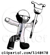 Poster, Art Print Of Ink Doctor Scientist Man Holding Jester Staff Posing Charismatically