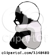 Ink Doctor Scientist Man Sitting With Head Down Back View Facing Left