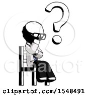 Poster, Art Print Of Ink Doctor Scientist Man Question Mark Concept Sitting On Chair Thinking