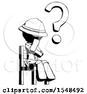 Ink Explorer Ranger Man Question Mark Concept Sitting On Chair Thinking
