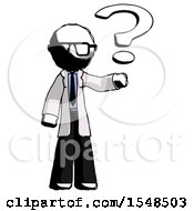 Poster, Art Print Of Ink Doctor Scientist Man Holding Question Mark To Right