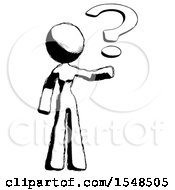 Ink Design Mascot Woman Holding Question Mark To Right