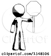Ink Design Mascot Man Holding Stop Sign