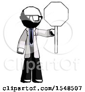 Ink Doctor Scientist Man Holding Stop Sign