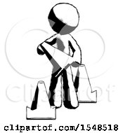 Ink Design Mascot Man Holding A Traffic Cone