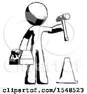 Ink Design Mascot Man Under Construction Concept Traffic Cone And Tools