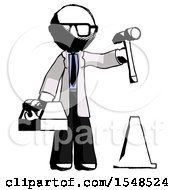 Ink Doctor Scientist Man Under Construction Concept Traffic Cone And Tools
