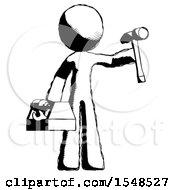 Ink Design Mascot Man Holding Tools And Toolchest Ready To Work