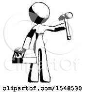 Ink Design Mascot Woman Holding Tools And Toolchest Ready To Work