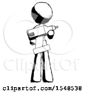 Ink Design Mascot Woman Holding Large Drill