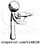 Ink Design Mascot Man Using Drill Drilling Something On Right Side
