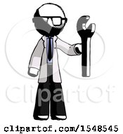 Poster, Art Print Of Ink Doctor Scientist Man Holding Wrench Ready To Repair Or Work