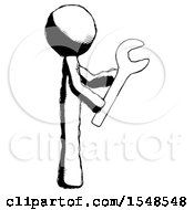 Ink Design Mascot Man Using Wrench Adjusting Something To Right