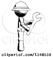 Poster, Art Print Of Ink Explorer Ranger Man Using Wrench Adjusting Something To Right