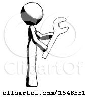 Ink Design Mascot Woman Using Wrench Adjusting Something To Right