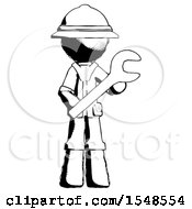 Poster, Art Print Of Ink Explorer Ranger Man Holding Large Wrench With Both Hands