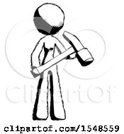 Poster, Art Print Of Ink Design Mascot Woman Holding Hammer Ready To Work