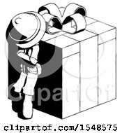 Poster, Art Print Of Ink Explorer Ranger Man Leaning On Gift With Red Bow Angle View