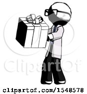 Ink Doctor Scientist Man Presenting A Present With Large Red Bow On It
