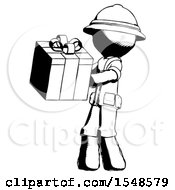 Poster, Art Print Of Ink Explorer Ranger Man Presenting A Present With Large Red Bow On It