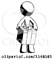 Ink Design Mascot Man Gifting Present With Large Bow Front View